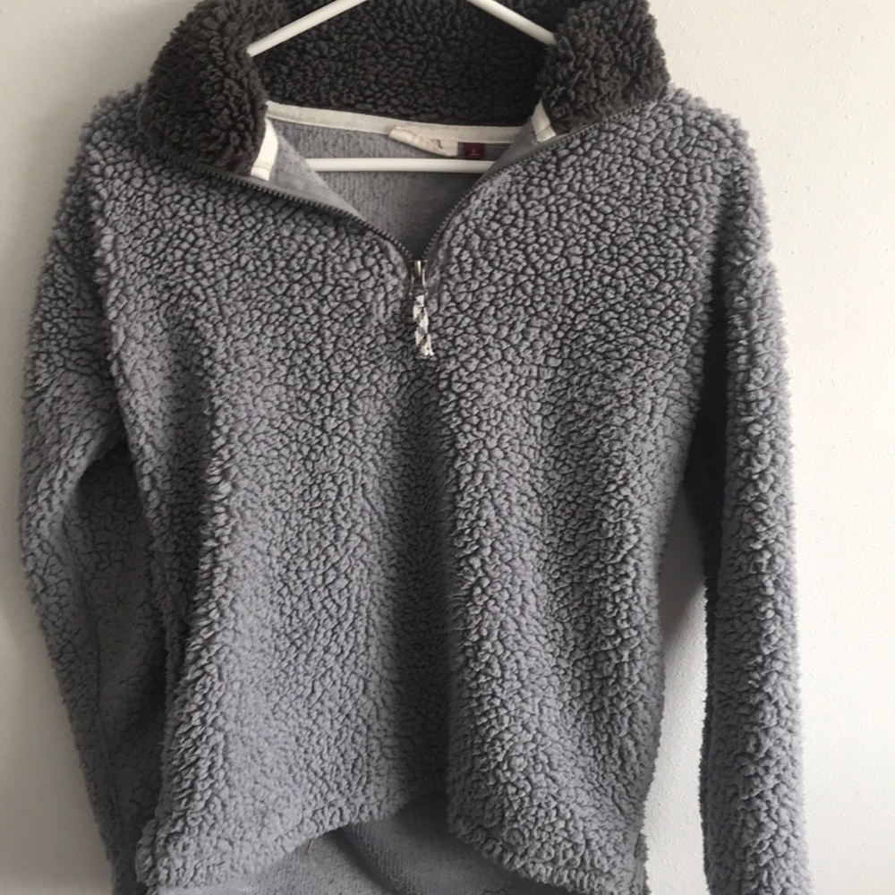 FUZZY gray quarter zip